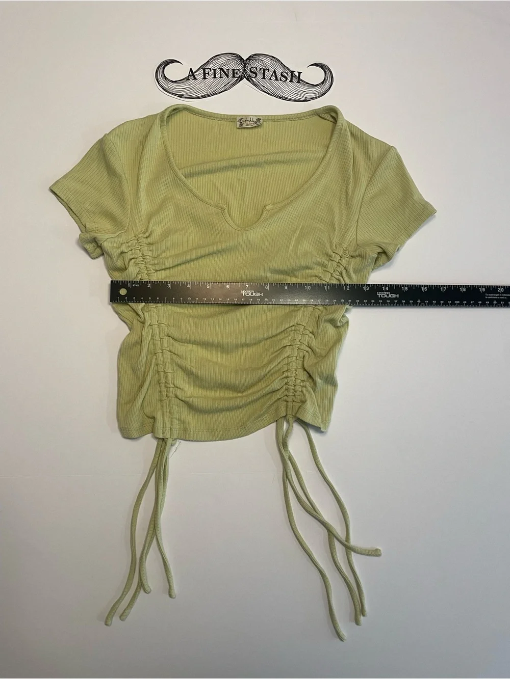Intimately Free People Top Notch Tee Ribbed Ruched Drawstring Top Green Medium